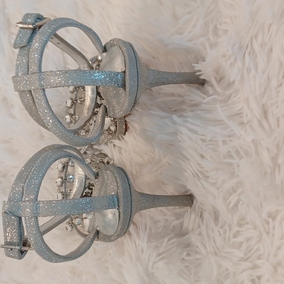 Antonio Melani Collection Silver Estella Chandelier Glitter Dress Sandal Heels - Picture 13 of 17